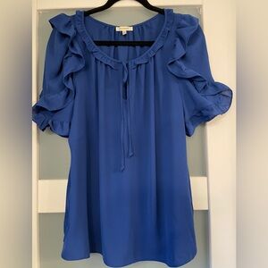 Max Studio Blue Ruffle Top